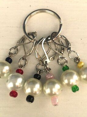 Handmade Faux Pearl Stitch Marker Set • Set of 6